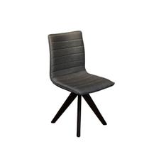 Cadeira de Jantar Cercatto Giratória Revestida em Tecido Linho Cinza Chumbo