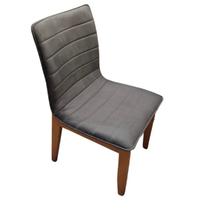 Cadeira de Jantar Cercatto Revestida em Tecido Linho Cinza Chumbo