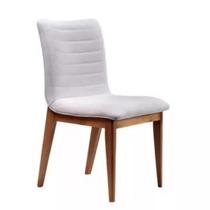 Cadeira de Jantar Cercatto Revestida em Tecido Linho Cinza Claro