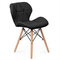 Cadeira de Jantar Charles Eames Eiffel Slim Wood Estofada Penteadeira Compacta Moderna
