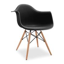 Cadeira De Jantar Charles Eames Wood Daw Com Braço Preta