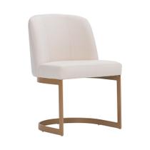 Cadeira De Jantar Cléo Base Ouro Fosco Linho Cru - Nexta Casa Cadeira De Jantar Cléo Base Ouro Fosco Linho Cru - Nexta Casa