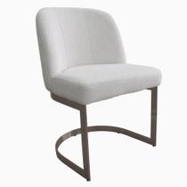 Cadeira De Jantar Cléo Base Titânio Linho Bouclé Off White - Nexta Casa Cadeira De Jantar Cléo Base Titânio Linho Bouclé Off White - Nexta Casa