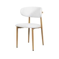 Cadeira de Jantar Com Estofado em Linho Branca e Estrutura Metálica para Ambientes Clássicos e Modernos