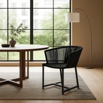 Cadeira De Jantar Corda Naútica Salinas Alumínio Preto Resistente Agua Pintura Epoxi Sol Chuva Resorte Clube Parque Cadeira De Jantar Corda Naútica Salinas Alumínio Preto Resistente Agua Pintura Epoxi Sol Chuva Resorte Clube Parque