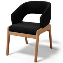 Cadeira de Jantar e Estar Living Estofada Lince L02 Bouclê Preto - Lyam Decor