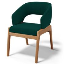 Cadeira de Jantar e Estar Living Estofada Lince L02 Bouclê Verde - Lyam Decor