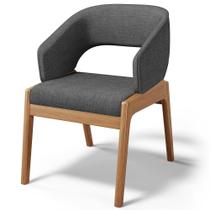 Cadeira De Jantar E Estar Living Estofada Lince L02 Linho Cinza Escuro Cadeira De Jantar E Estar Living Estofada Lince L02 Linho Cinza Escuro
