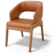 Cadeira De Jantar E Estar Living Estofada Lince L02 material sintético Camel - Lyam Decor Cadeira De Jantar E Estar Living Estofada Lince L02 material sintético Camel - Lyam Decor