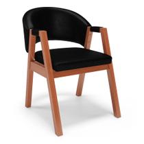 Cadeira de Jantar e Living Anisha Estofada material sintético Preto - Desk Design
