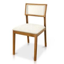 Cadeira de Jantar e Living Millie com Tela Natural Estofada Bouclê - Desk Design Cadeira de Jantar e Living Millie com Tela Natural Estofada Bouclê - Desk Design