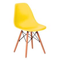 Cadeira De Jantar Eames Para Escrivaninha Escritório Plástico Pés De Madeira Decoração Mesa - Amarela - Útil