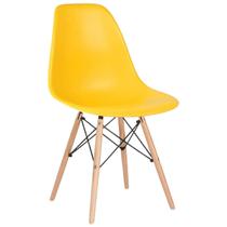 Cadeira De Jantar Eames Para Escrivaninha Escritório Plástico Pés De Madeira Decoração Mesa - Amarela