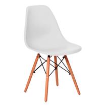 Cadeira De Jantar Eames Para Escrivaninha Escritório Plástico Pés De Madeira Decoração Mesa - Branco