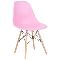 Cadeira De Jantar Eames Para Escrivaninha Escritório Plástico Pés De Madeira Decoração Mesa - Rose