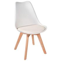 Cadeira De Jantar Eames Wood Leda Design Estofada Branca