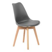 Cadeira de Jantar Eames Wood Leda Design Estofada Cinza