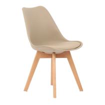 Cadeira de Jantar Eames Wood Leda Design Várias Cores Cor:Fendi