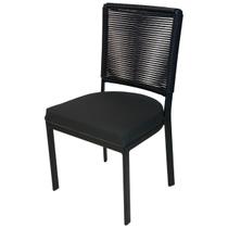 Cadeira de Jantar em Alumínio Itapema Corda Estofado Preto Aluminium Decor