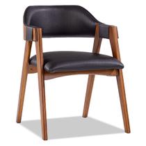 Cadeira de Jantar em Madeira Lua Estofada material sintético Facto Preto L72 RMI Cadeira de Jantar em Madeira Lua Estofada material sintético Facto Preto L72 RMI