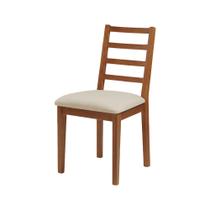 Cadeira de Jantar em Madeira Maciça Aline Estofado Linho Creme - Mel Cadeira de Jantar em Madeira Maciça Aline Estofado Linho Creme - Mel