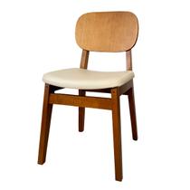 Cadeira de Jantar em Madeira Maciça com Assento material sintético Bege Melissa