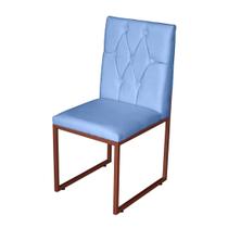Cadeira de Jantar Escritorio Industrial Malta Capitonê Ferro Bronze material sintético Azul Bebê - Móveis Mafer