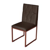 Cadeira de Jantar Escritorio Industrial Malta Capitonê Ferro Bronze material sintético Marrom - Móveis Mafer