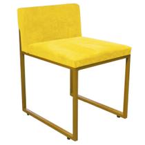 Cadeira De Jantar Escritório Recepção Lee Office Industrial Ferro Dourado Suede Amarelo - Ahazzo Móveis