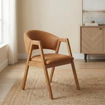 Cadeira de Jantar Estofada em Madeira Maciça e material sintético Hibisco