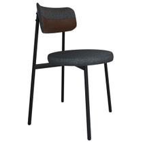 Cadeira de Jantar Estofada Fixa Nyka M25 Linho Grafite/Whisky - Mpozenato