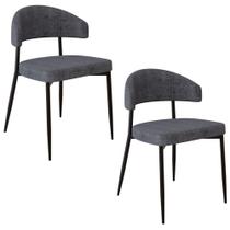 Cadeira de Jantar Estofada Kit 2 Chloe M25 Linho Lautrec Grafite - Mpozenato