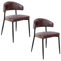 Cadeira de Jantar Estofada Kit 2 Chloe M25 Sintético Café - Mpozenato