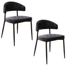 Cadeira de Jantar Estofada Kit 2 Chloe M25 Sintético Preto - Mpozenato