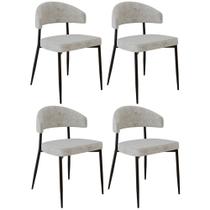 Cadeira de Jantar Estofada Kit 4 Chloe M25 Linho Lautrec Off - Mpozenato