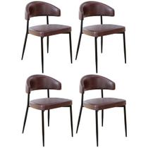 Cadeira de Jantar Estofada Kit 4 Chloe M25 Sintético Café - Mpozenato