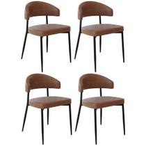 Cadeira de Jantar Estofada Kit 4 Chloe M25 Sintético Whisky - Mpozenato