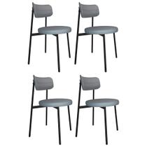 Cadeira de Jantar Estofada Kit 4 Nyka M25 Linho Cinza CL - Mpozenato