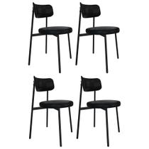 Cadeira de Jantar Estofada Kit 4 Nyka M25 Sintético Preto - Mpozenato Cadeira de Jantar Estofada Kit 4 Nyka M25 Sintético Preto - Mpozenato