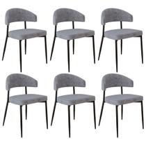 Cadeira de Jantar Estofada Kit 6 Chloe M25 Linho Lautrec Cinza - Mpozenato