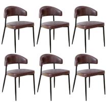 Cadeira de Jantar Estofada Kit 6 Chloe M25 Sintético Café - Mpozenato