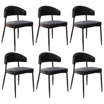 Cadeira de Jantar Estofada Kit 6 Chloe M25 Sintético Preto - Mpozenato