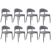 Cadeira de Jantar Estofada Kit 8 Chloe M25 Linho Lautrec Cinza - Mpozenato