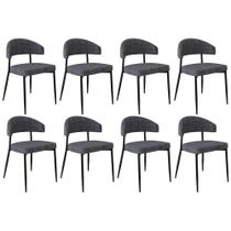 Cadeira de Jantar Estofada Kit 8 Chloe M25 Linho Lautrec Grafite - Mpozenato
