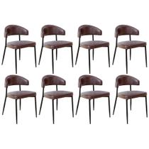 Cadeira de Jantar Estofada Kit 8 Chloe M25 Sintético Café - Mpozenato