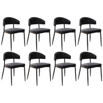 Cadeira de Jantar Estofada Kit 8 Chloe M25 Sintético Preto - Mpozenato