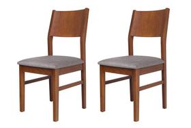 Cadeira de Jantar Estofada (kit com 2) Lótus Meu Móvel de Madeira - Caramelo e Tecido Cinza