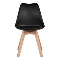 Cadeira de Jantar Estofada Leda Design Wood Pés em Madeira Sala de Jantar