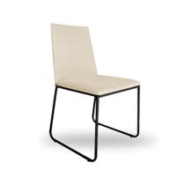 Cadeira de Jantar Estofada Lille Base Preta Veludo Bege - Montanaris Decor Cadeira de Jantar Estofada Lille Base Preta Veludo Bege - Montanaris Decor