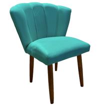 Cadeira de Jantar Estofada Pétala Tecido Suede Azul Turquesa Pés Palito Kimi Decor